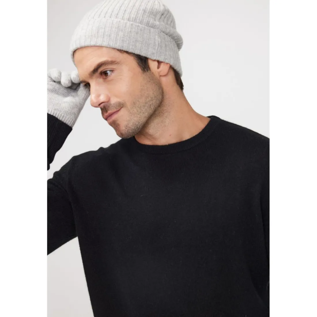 Bonnet unisexe en cachemire gris perle
