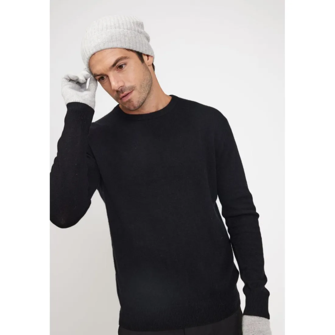 Bonnet unisexe en cachemire gris perle