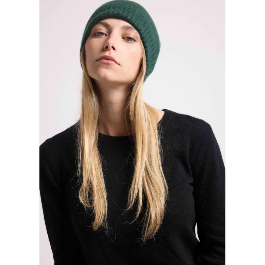 Bonnet unisexe en cachemire vert bouteille