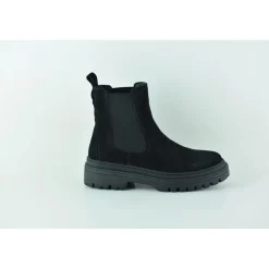 Boots femme en cuir NOIR