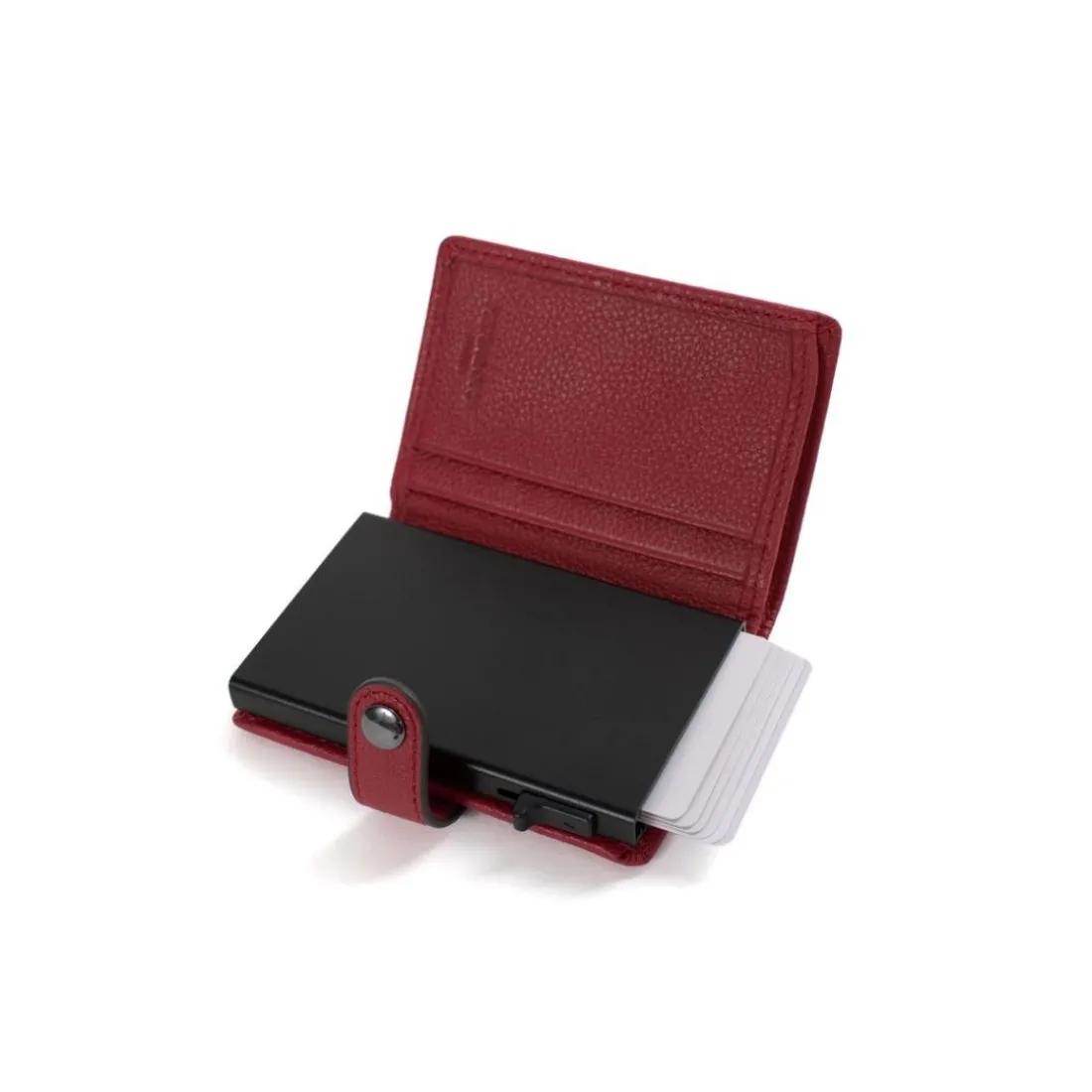 Boîtier porte-cartes Stop RFID Cuir CONFORT Rouge foncé Ana