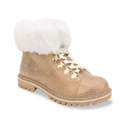 Bottes de neige femme beige léopard LACEN en cuir