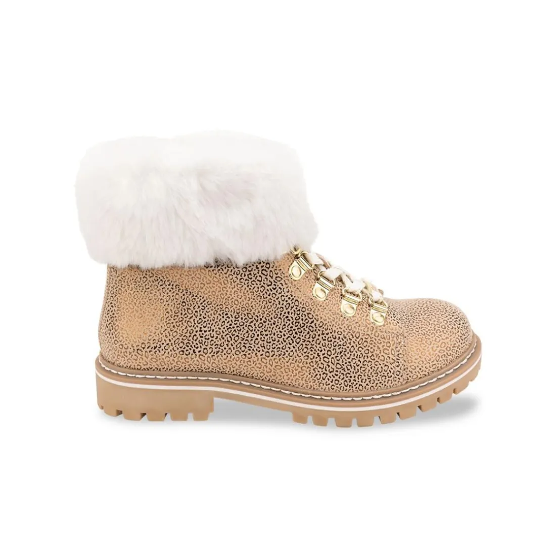 Bottes de neige femme beige léopard LACEN en cuir