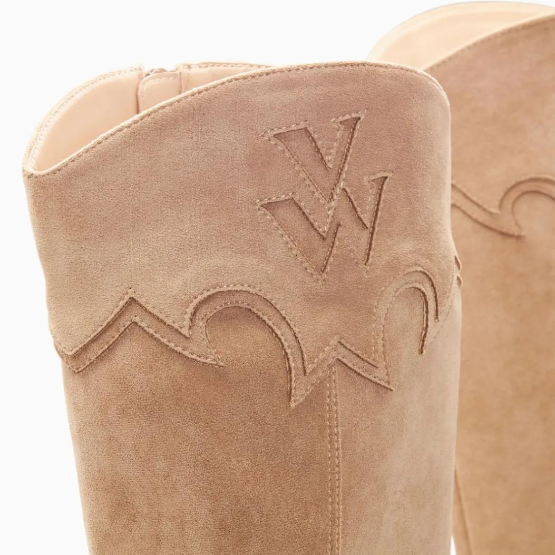 Bottes santiags beige à talon beige