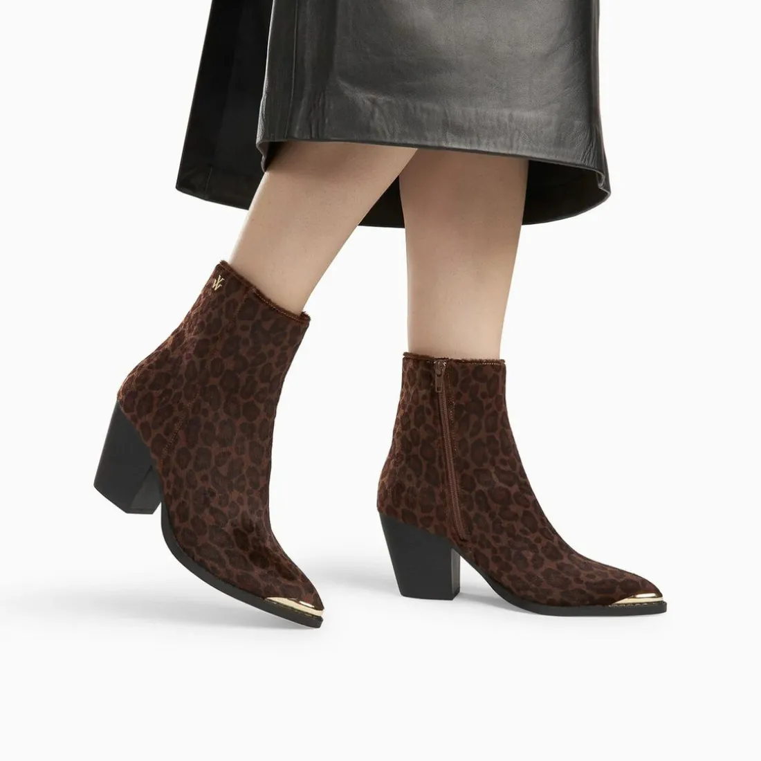 Bottines santiags Amandine léopard à talon