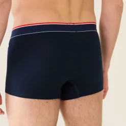 Boxer Brodé bleu en coton
