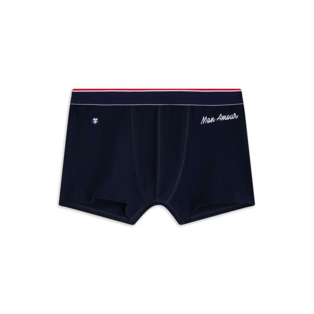 Boxer Brodé bleu en coton