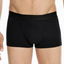Boxer court avec ouverture homme en coton et modal noir