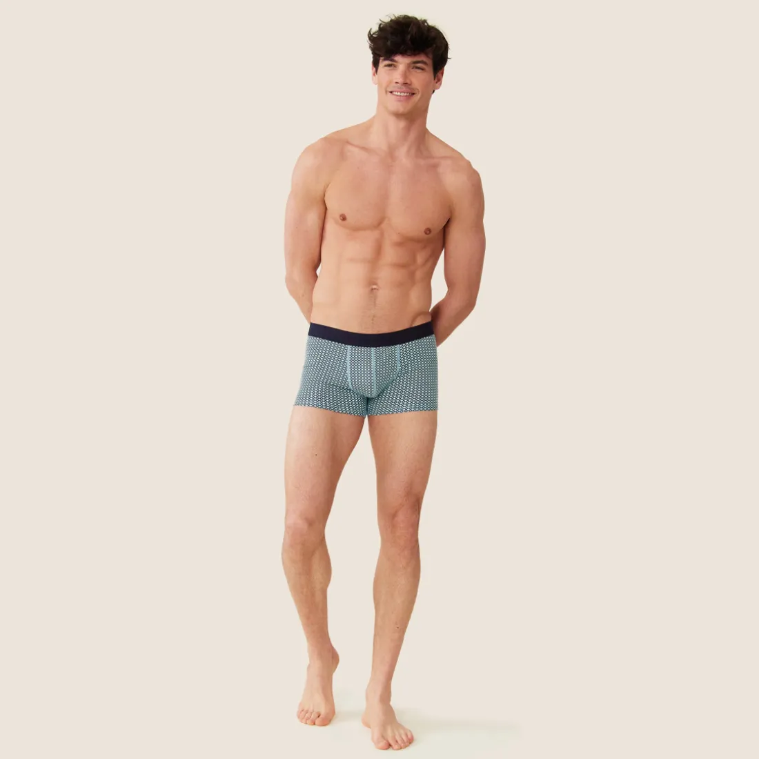 Boxer en coton gris;blanc