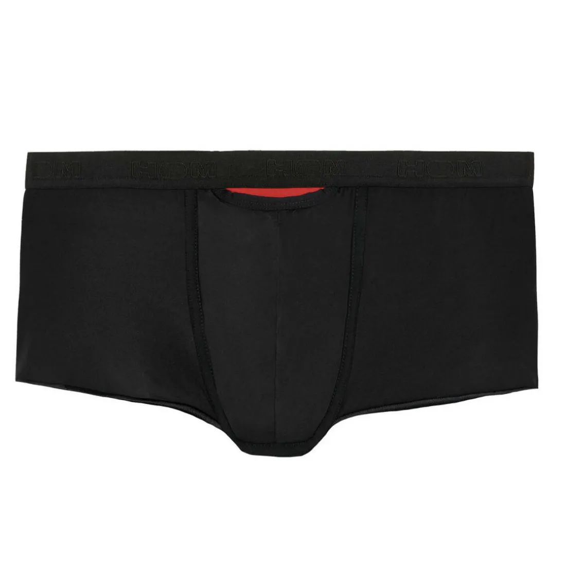 BOXER HO1 COURT AVEC OUVERTURE EN MICROFIBRE NOIR – PLUMES UP