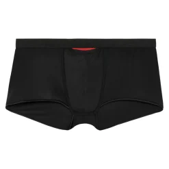 BOXER HO1 COURT AVEC OUVERTURE EN MICROFIBRE NOIR – PLUMES UP
