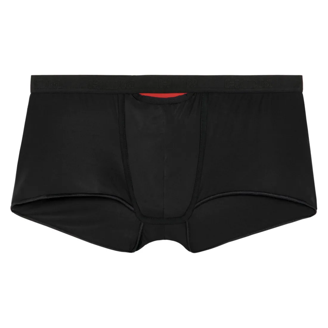 BOXER HO1 COURT AVEC OUVERTURE EN MICROFIBRE NOIR – PLUMES UP