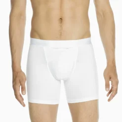 Boxer long avec ouverture homme en coton et modal blanc