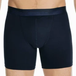 Boxer long avec ouverture homme en coton et modal bleu marine