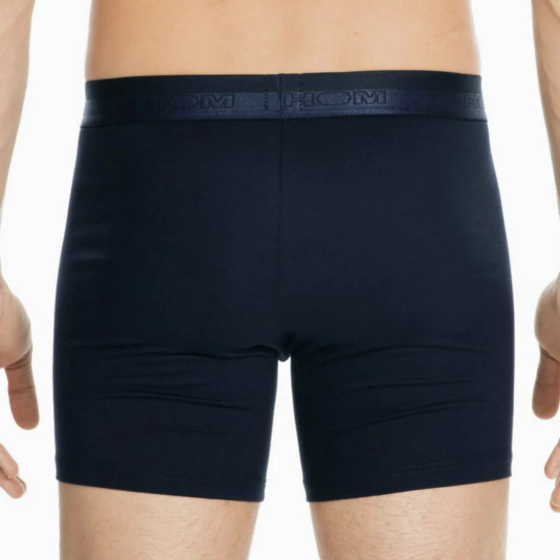 Boxer long avec ouverture homme en coton et modal bleu marine