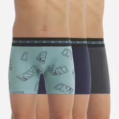 Boxer x3 - multicolore en coton bleu nuit/gris foncé