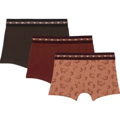 Boxer x3 - multicolore en coton dinosaure/bordeaux/chocolat