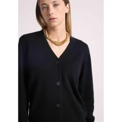 Boyfriend cardigan col V LEA en cachemire noir