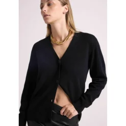 Boyfriend cardigan col V LEA en cachemire noir