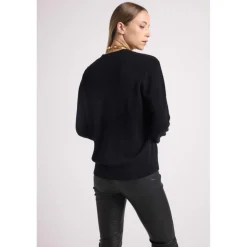 Boyfriend cardigan col V LEA en cachemire noir