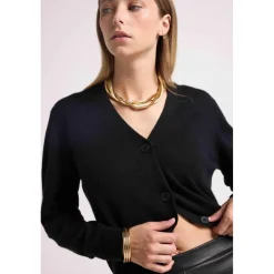 Boyfriend cardigan col V LEA en cachemire noir