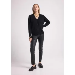 Boyfriend cardigan col V LEA en cachemire noir