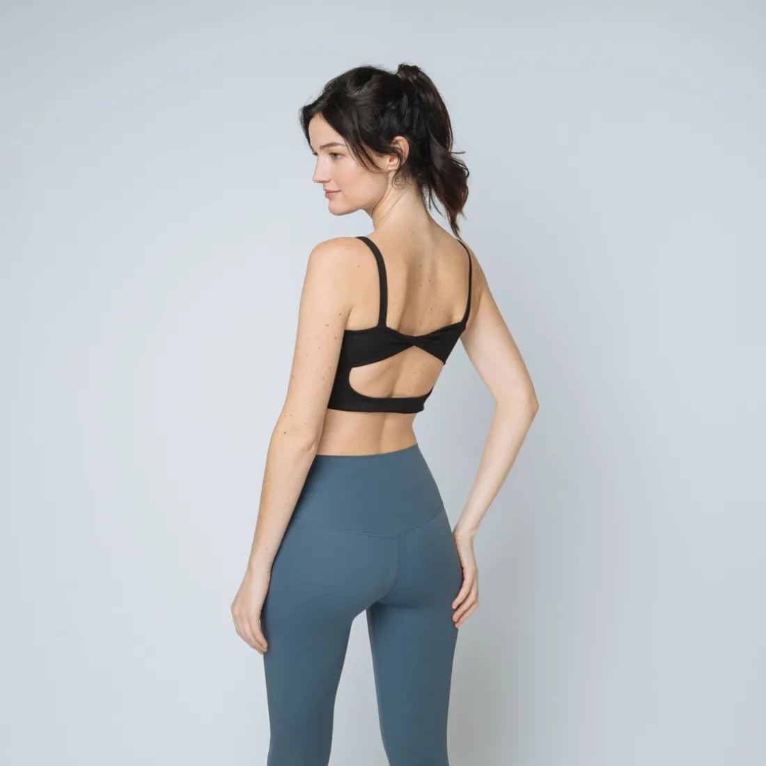 Brassière de sport dos croisé Femme noir en nylon
