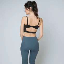 Brassière de sport dos croisé Femme noir en nylon