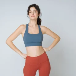 Brassière dos croisé Femme bleu en nylon