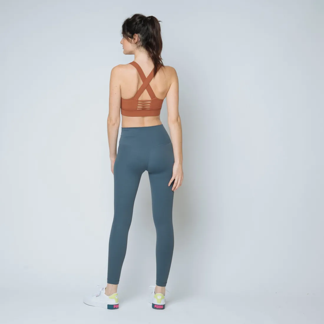 Brassière dos croisé Femme terracotta en nylon