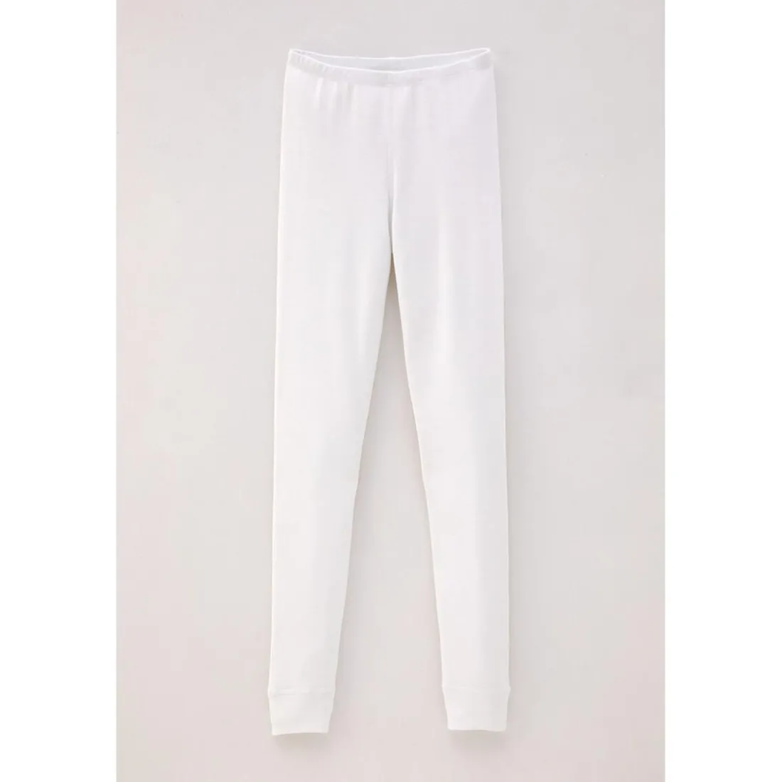 Caleçon long fine côte femme blanc