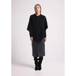 Cape poncho femme ZARINA en cachemire noir