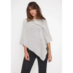 Cape poncho femme ZARINA en cachemire gris perle