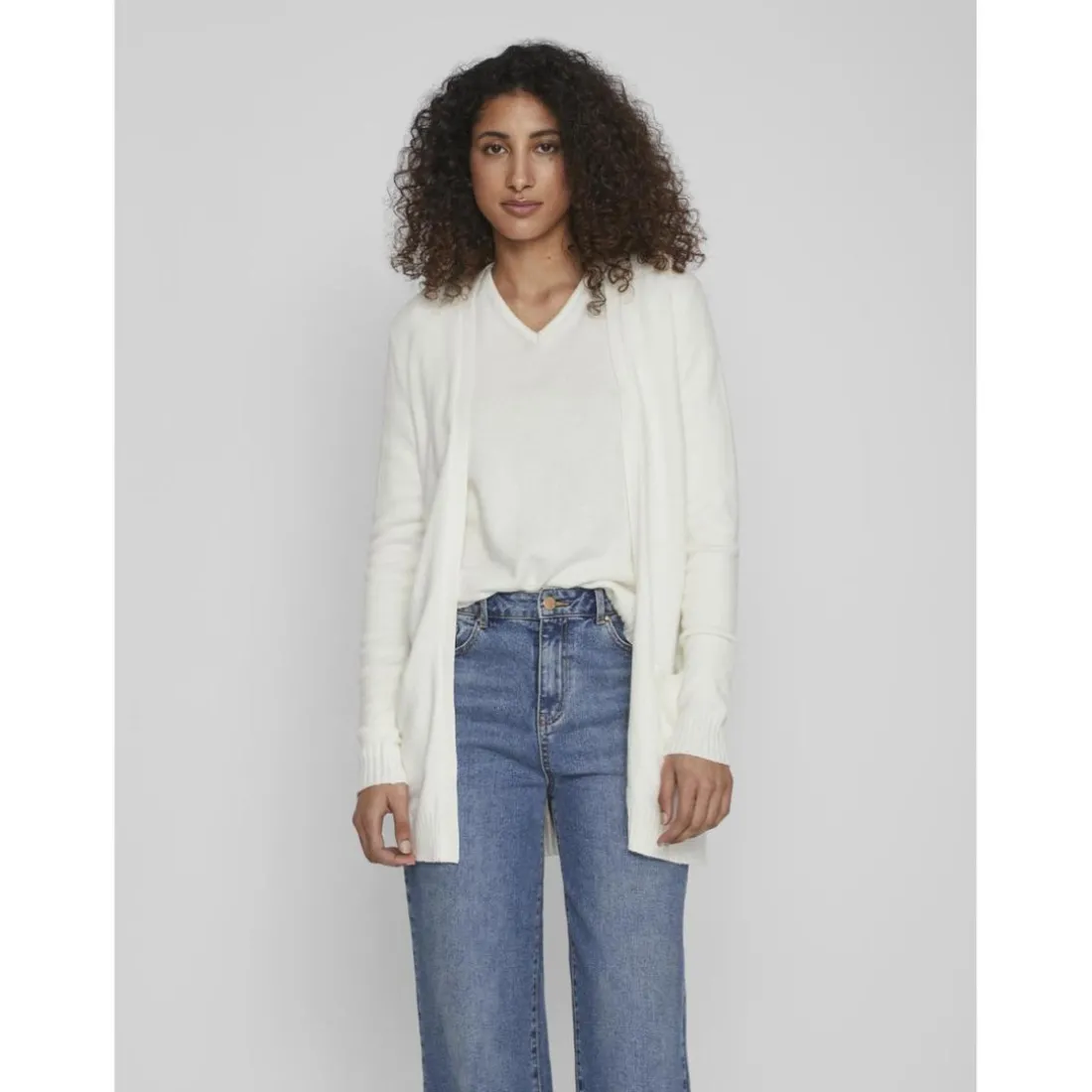 Cardigan col fendu blanc en viscose