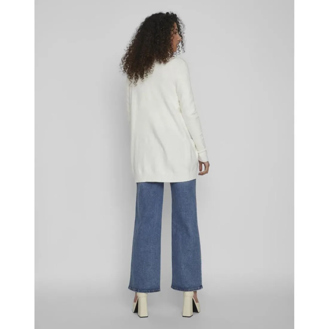 Cardigan col fendu blanc en viscose