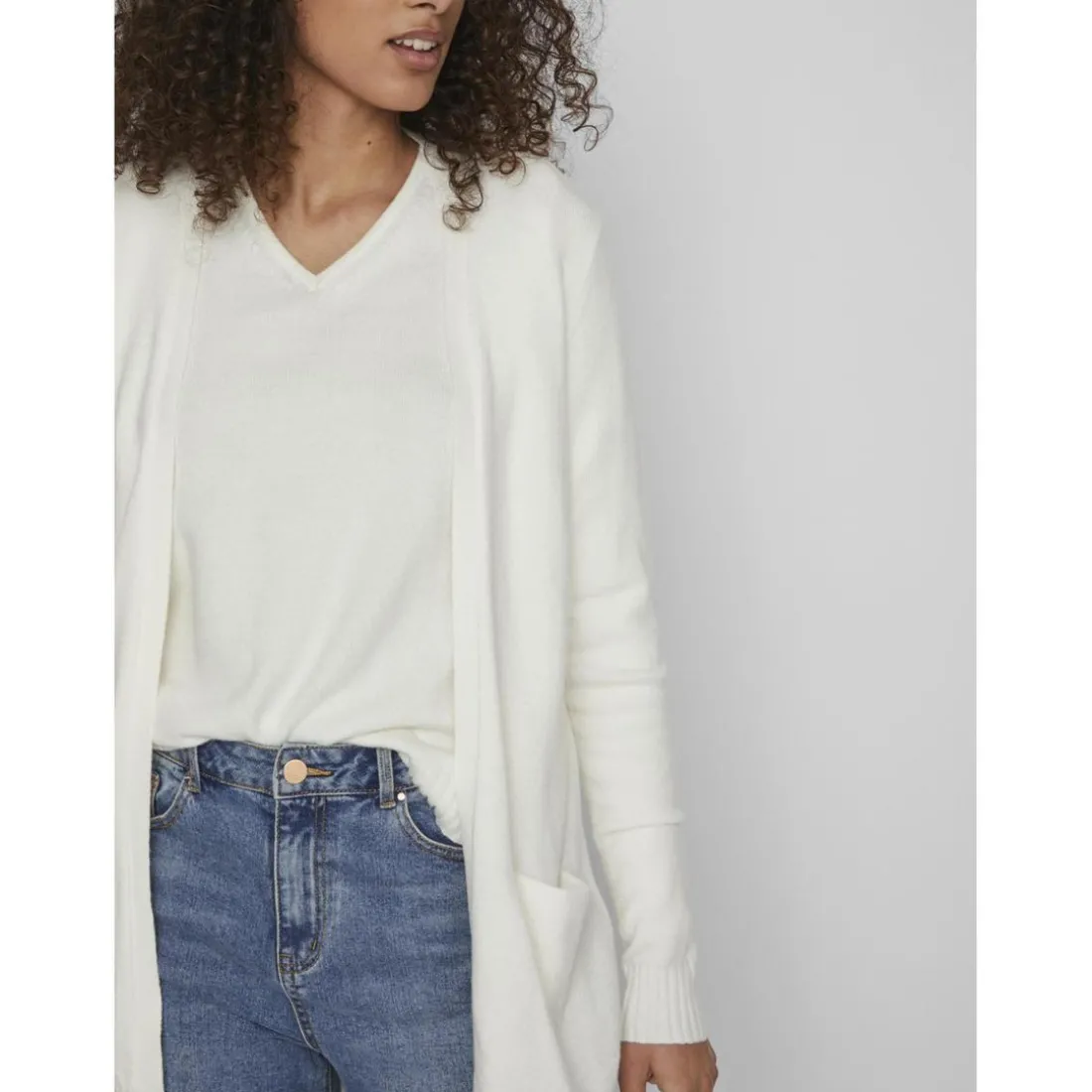 Cardigan col fendu blanc en viscose