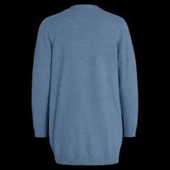 Cardigan col fendu bleu en viscose Yael