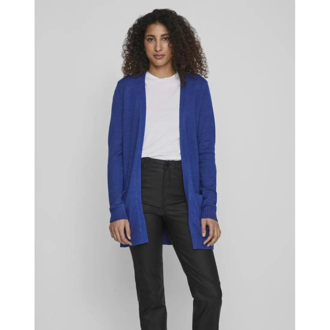 Cardigan col fendu bleu en viscose Lyra