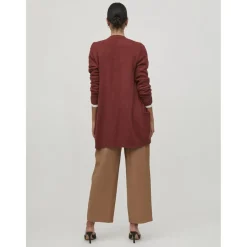 Cardigan col fendu marron en viscose Elia