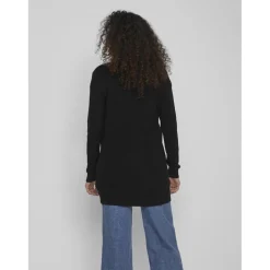 Cardigan col fendu noir en viscose