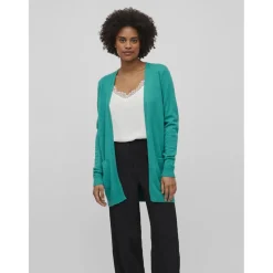 Cardigan col fendu turquoise en viscose Vivi