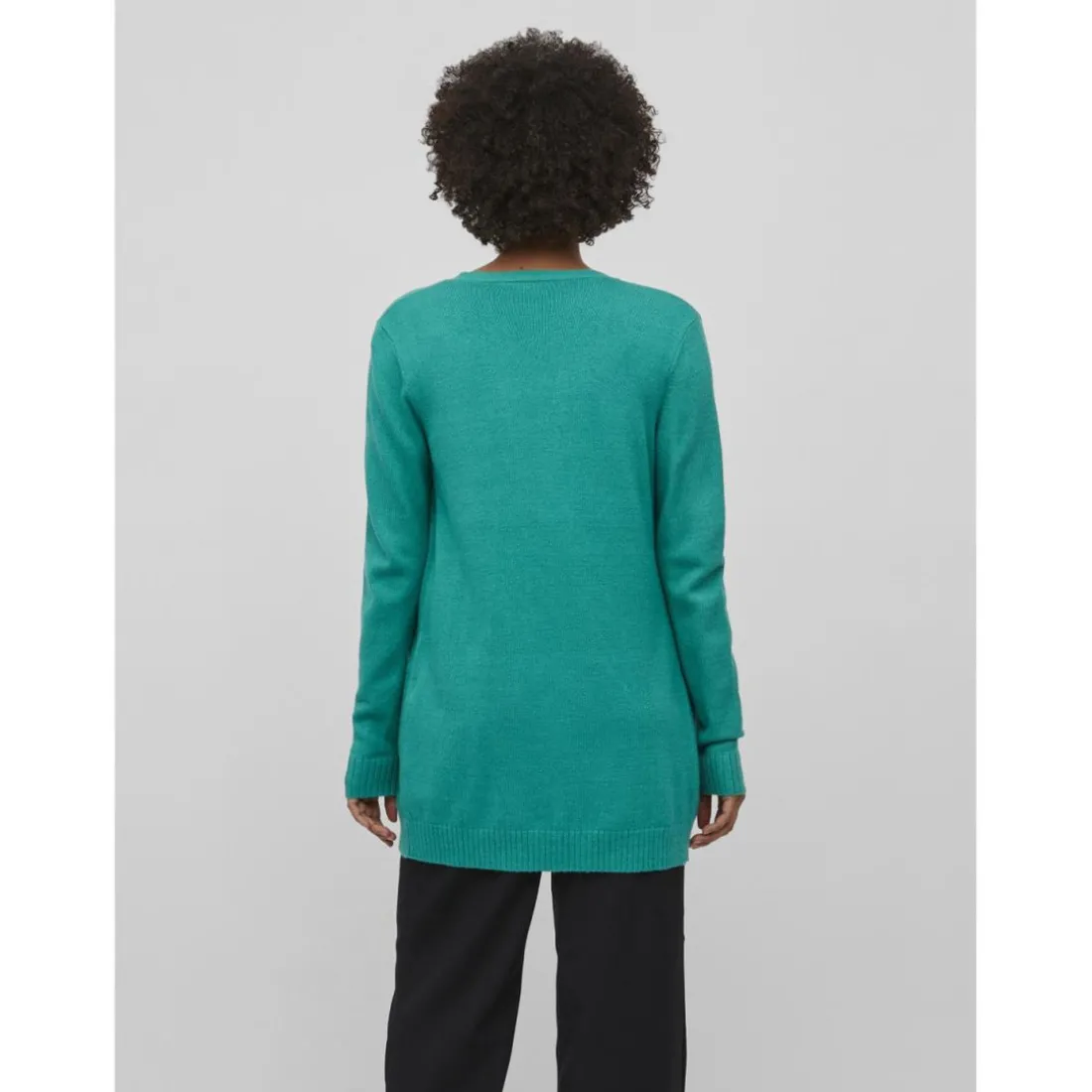 Cardigan col fendu turquoise en viscose Vivi