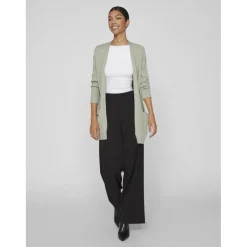 Cardigan col fendu vert en viscose Clara