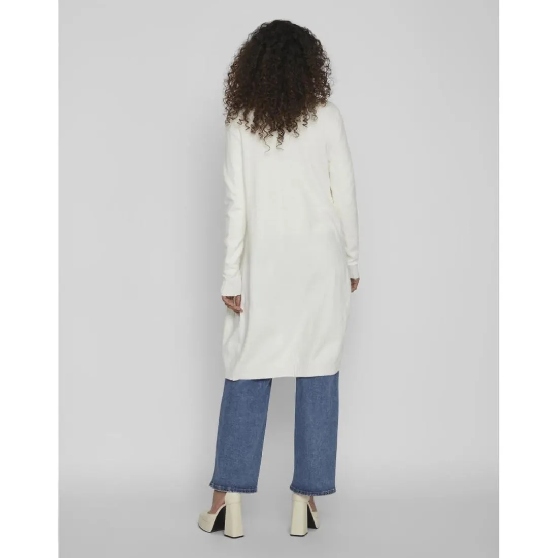 Cardigan col fendu poignets côtelés blanc en viscose
