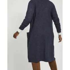 Cardigan col fendu poignets côtelés bleu en viscose Pey