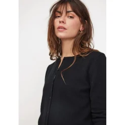 Cardigan col rond femme ZIKA en cachemire noir