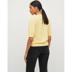 Cardigan en maille col en v jaune
