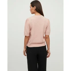 Cardigan en maille col en v rose clair