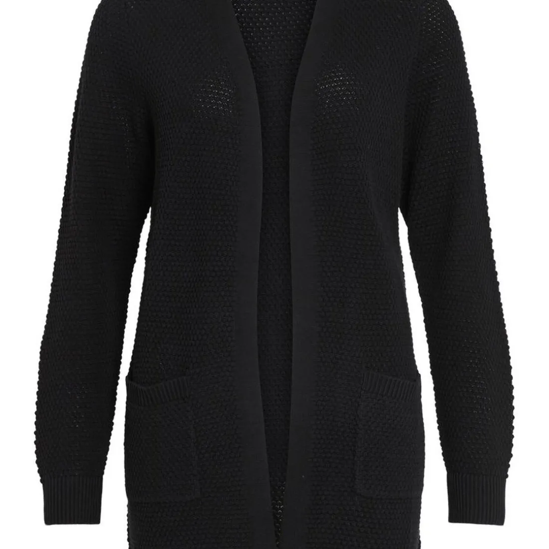 Cardigan en maille poignets côtelés col en v Lucie noir