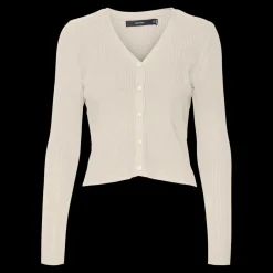 Cardigan fermeture par bouton court col en v manches longues gris Anna